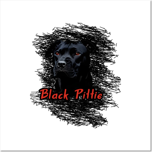 An all-black pit bull with red eyes Wall Art by Alchemia Colorum